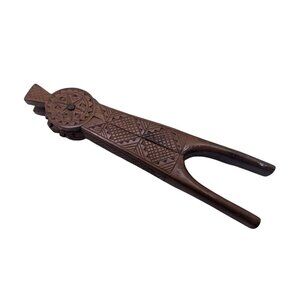 Yugoslavia Nutcracker Vintage ornate hand carved wooden geometric folk art